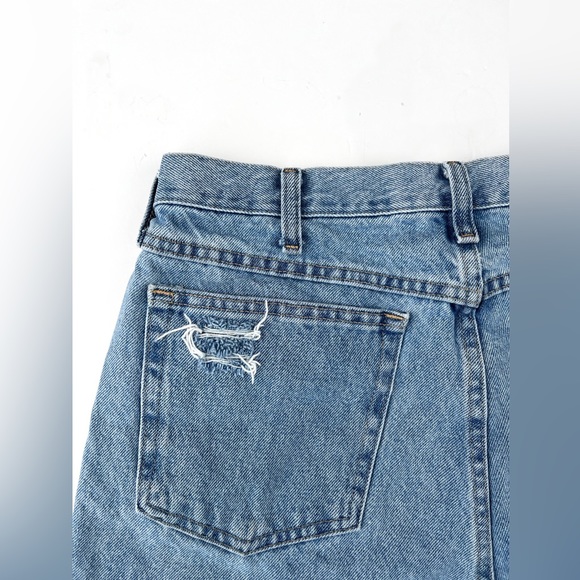 Wrangler Mid Light Wash High Waist Frayed Denim 90s Style Cut Off Shorts - Picture 8 of 11